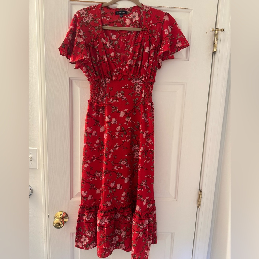 Floral Red Dress
